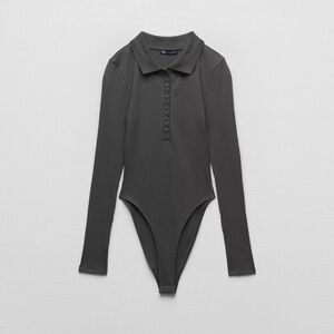 Zara Dark Gray Long Sleeve Bodysuit